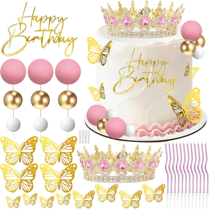 Couronne de gâteau, boules de joyeux anniversaire