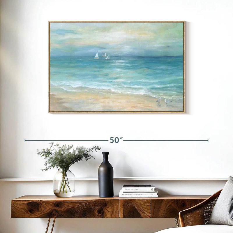 Paysage de l'île Azemar, Cadre flottant en bois naturel, 37 po x 25 po