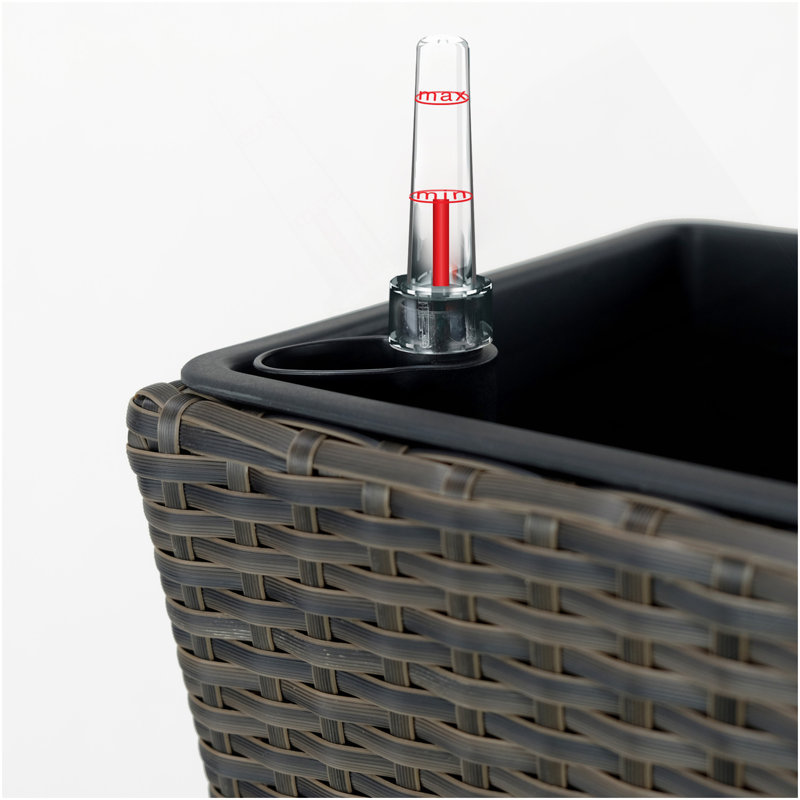 2-Pack Self-Watering Planter - Hand Woven Wicker - Square - Expresso