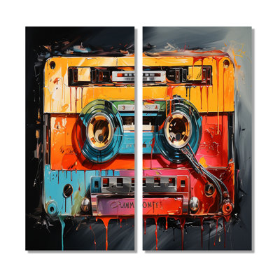 Cassette Tapes Mixtape Magic - ensemble d'art mural multicolore sur toile