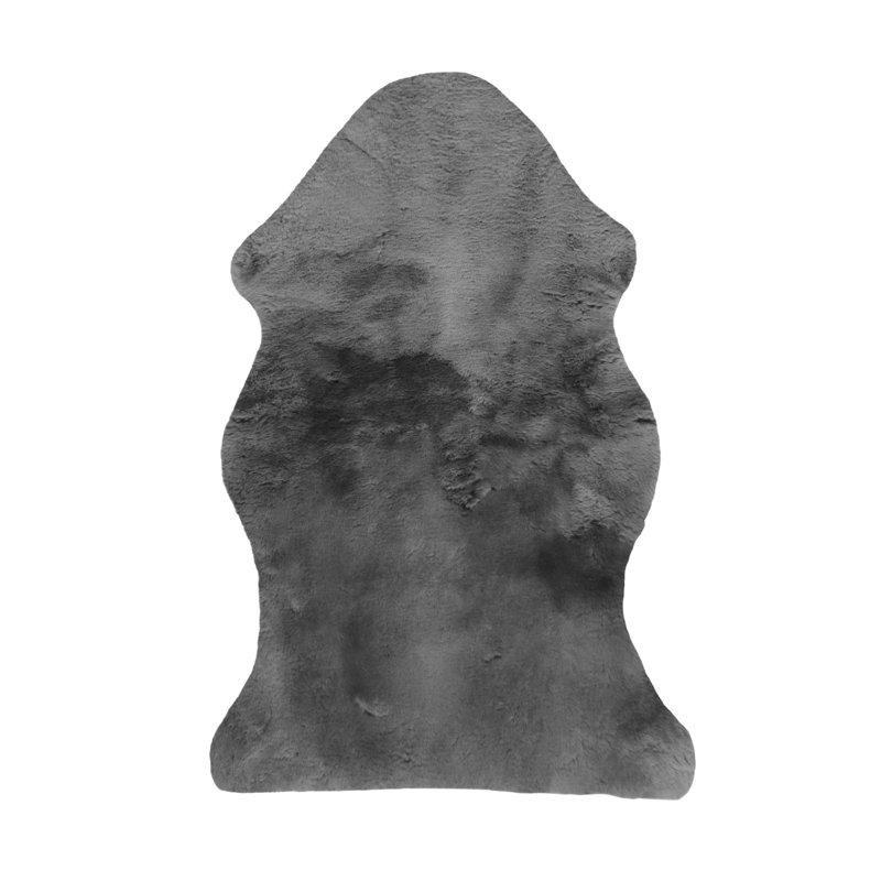 Jeté en fausse fourrure unie gris anthracite, L 46 po x l 26 po