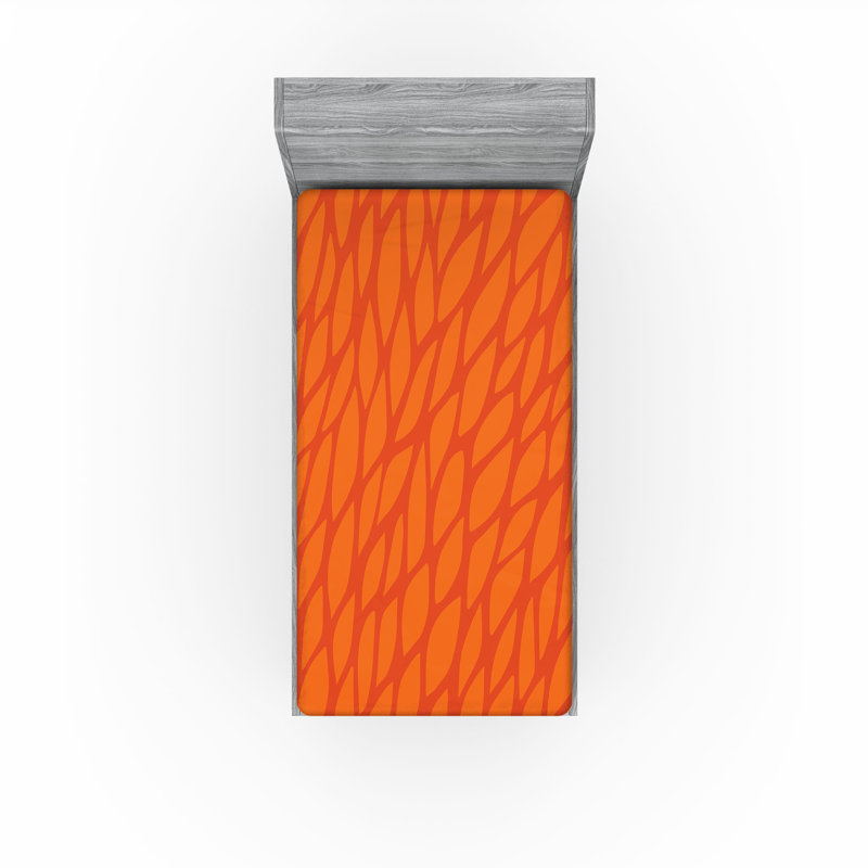 Ensemble de 2 draps-housses Ambesonne, Drap-housse de taille simple, Orange Burnt Orange Abstract