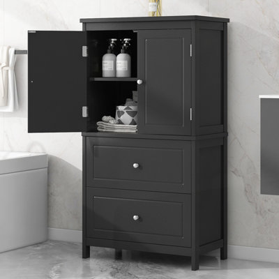 Armoire de rangement pour salle de bain avec deux portes et tiroirs