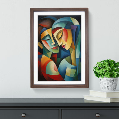 XYZ-FRM-V1223-4379 Lovers Cubism - Single Picture Frame Print on Wood