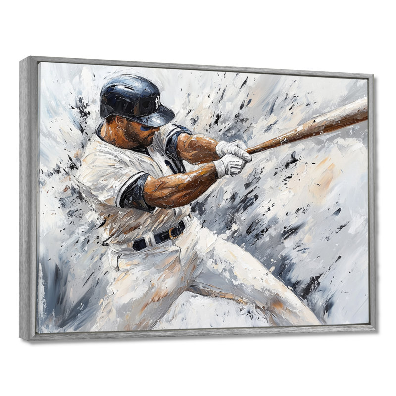 Baseball Player Action I - Sport, impression sur toile, H 30 po x l 40 po, Impression dans un cadre flottant sans passe-parto