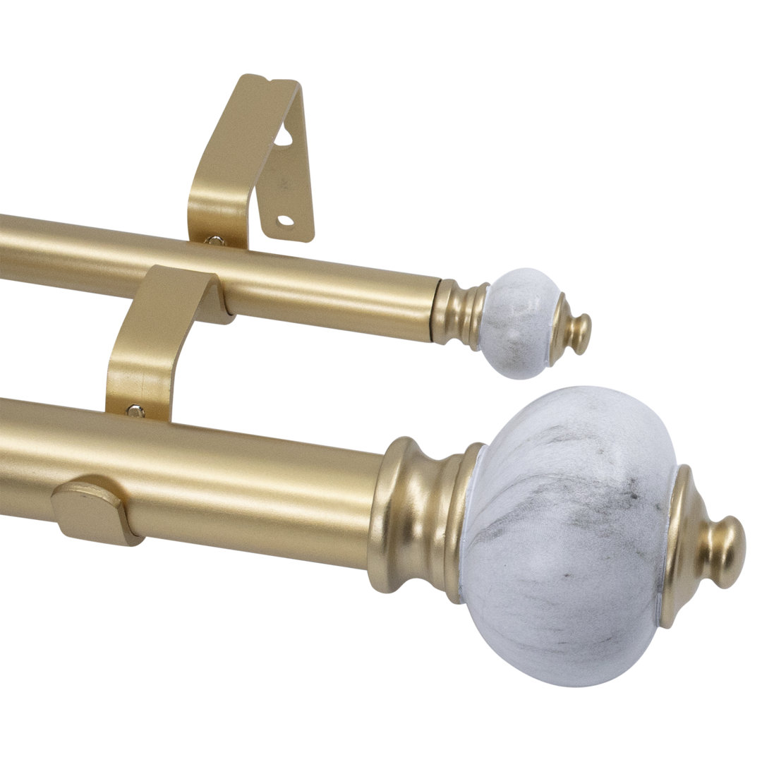 Eliberto Gold Adjustable 1" Double Curtain Rod House of Hampton® 