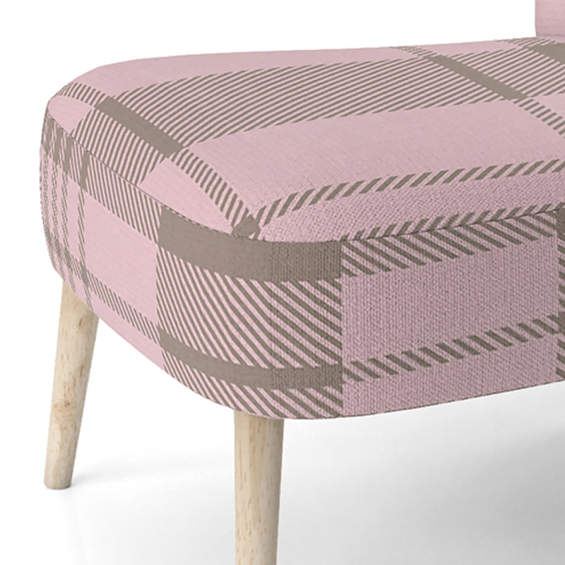 Chaise d'appoint rembourrée à motif tartan à carreaux roses