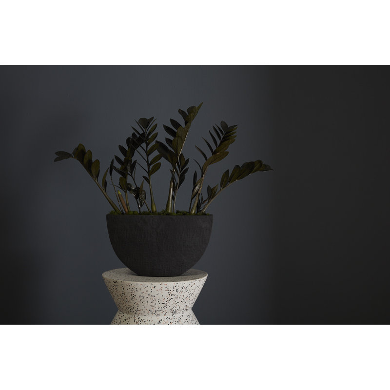 Handmade Ceramic Pot Planter, Black, 7.75" H x 13.5" W x 3.5" D