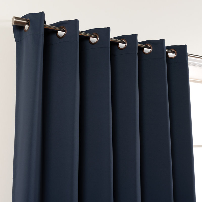 Panneau de rideau uni simple occultant et thermique avec œillets Scarsdale, Bleu marine, l 80 po x L 108 po