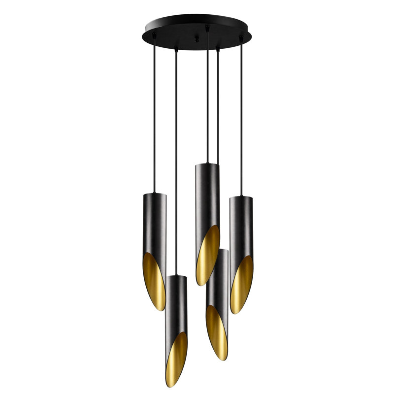 Finbar 5 - Light Black/Golden Cylinder Pendant