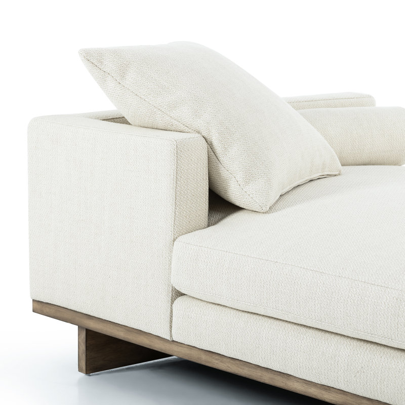 Everly Chaise Lounge, Ivory Polyester Blend
