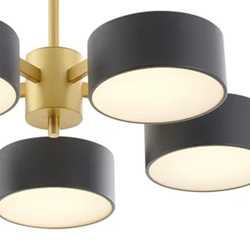 Transitional 5 Light Gold and Black Semi Flush Mount