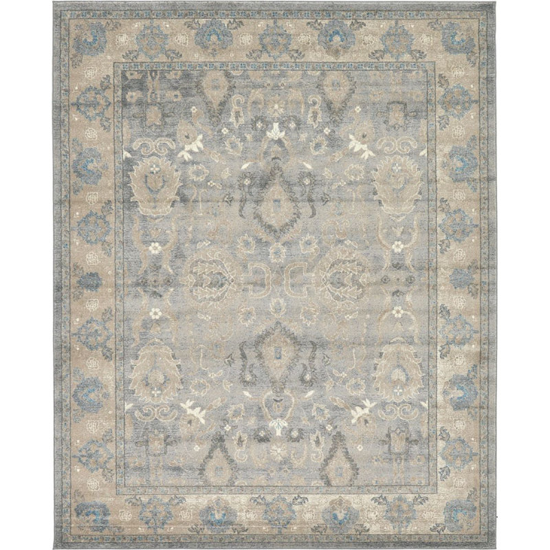 Tapis à motif oriental gris Linz, Rectangle 10 pi x 13 pi