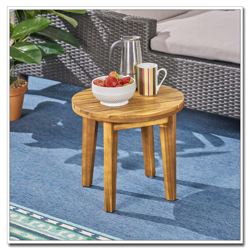 16" Acacia Wood Side Table, Teak