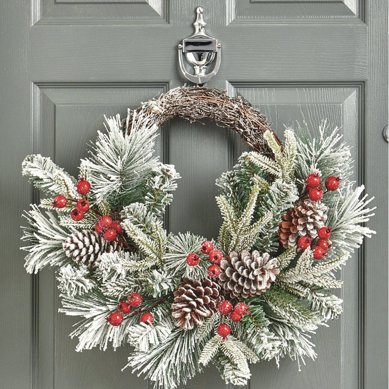 45cm Faux Frosted Rattan Wreath