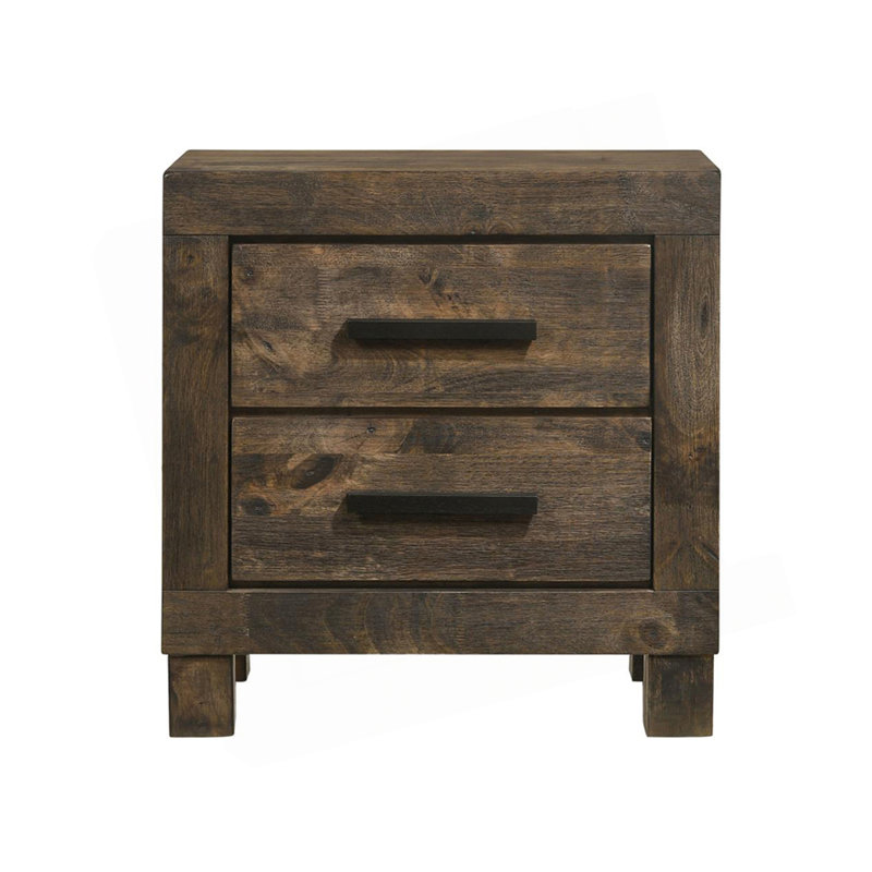 2 Drawers MDF Nightstand In Rustic Golden Brown Finish