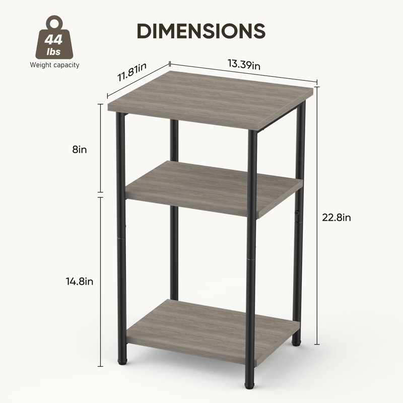 22.8" Tall End Table, Side Table, Wooden Nightstand for Living Room, Bedroom, Office, or Bathroom, Gray Wood