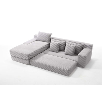 Highly Functional L-Shaped Sofa Bed With Premium Memory Foam Cushions And Durable Corduroy Fabric For All Living Spaces