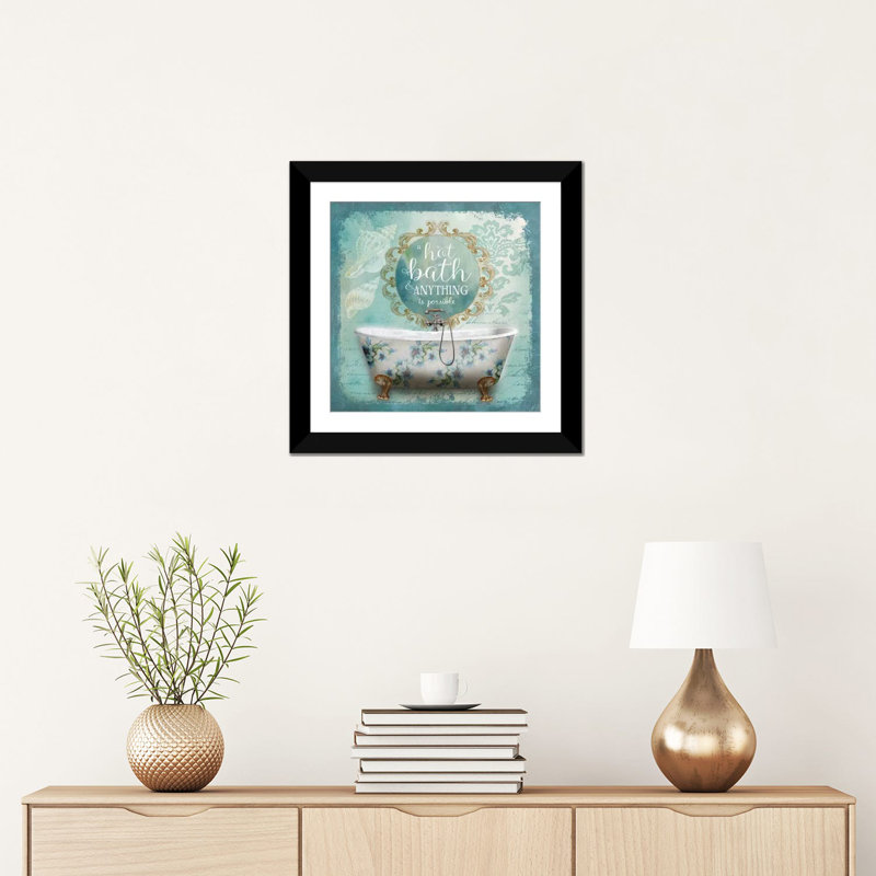 «Mirror Bath I», impression sur toile, H 16 po x l 16 po x P 1 po, Papier beaux-arts encadré noir, Blanc