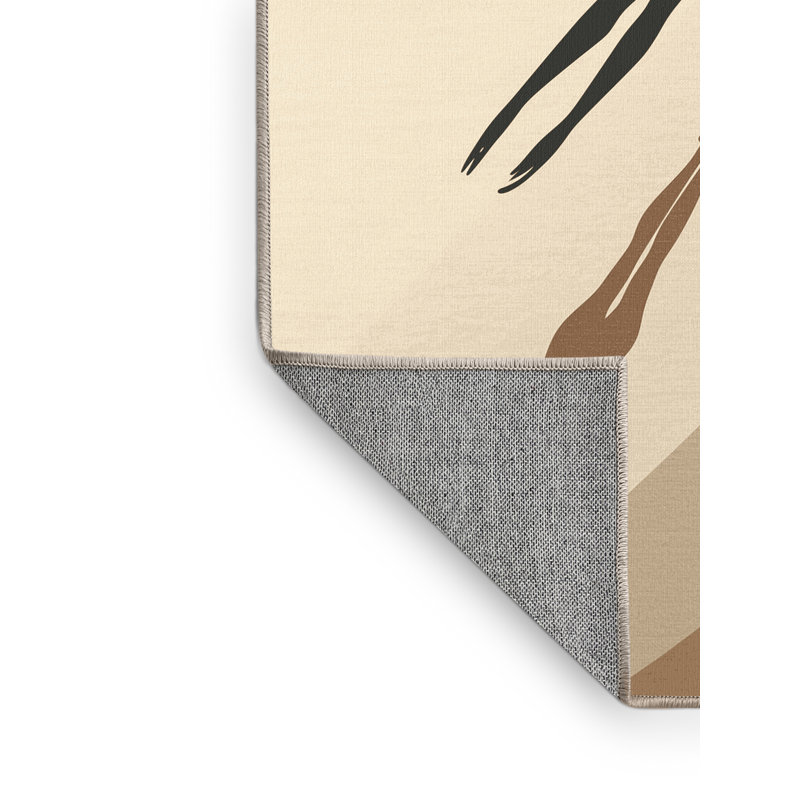 Machine Washable Auburndale Paralympic Swimming Minimalist Rug in Beige – Beige Binding, 5x7