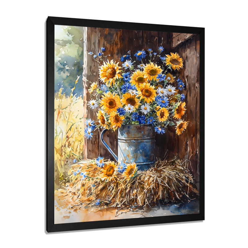 Donda - Floral Wall Art, H 44 po x l 34 po, Noir, noir, noir, noir, Reproduction encadrée sans passe-partout