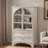 Glass Door Display Case Storage Cabinet With 2 Drawers And Adjustable Shelves-1723112002
