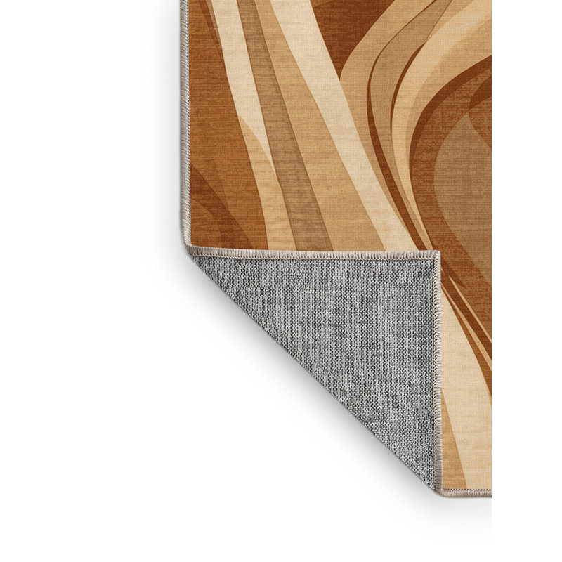 Tapis traditionnel brun / beige lavable à la machine Benson, 3x5