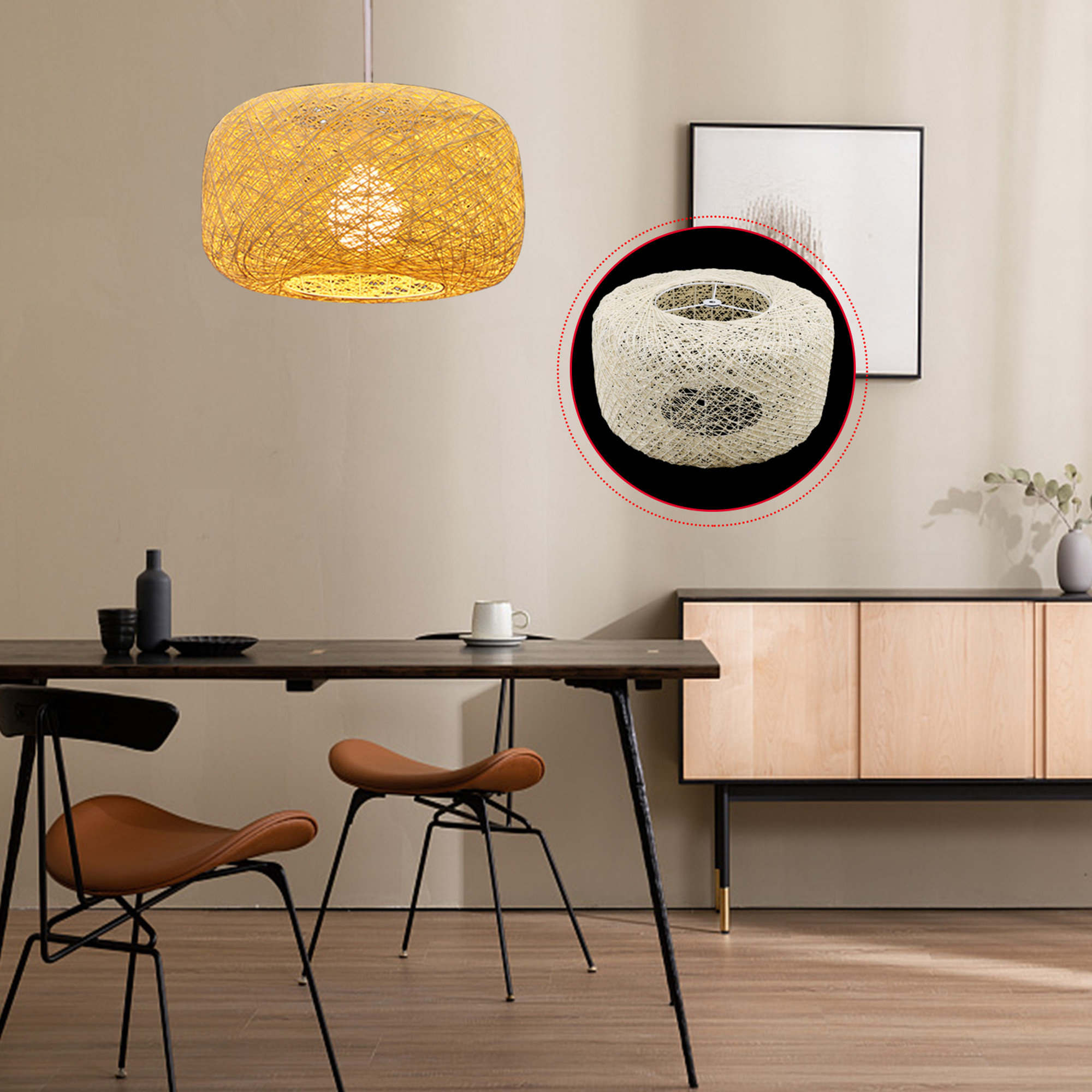 Bay Isle Home Nicoletti Shade Ceiling Light HandWoven Pendant Lamp