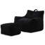 Fauteuil à billes noir confortable avec repose-pieds pour la détente multi-pièces, mousse déchiquetée, velours côtelé, repose-pieds de conception moderne, salon, chambre à coucher et dortoir appropriés, rembourrage en mousse, ergonomique