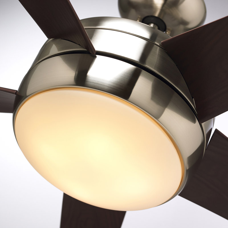 54'' Ceiling Fan with LED Lights, Brushed Steel with Midnight Bordeaux Blades