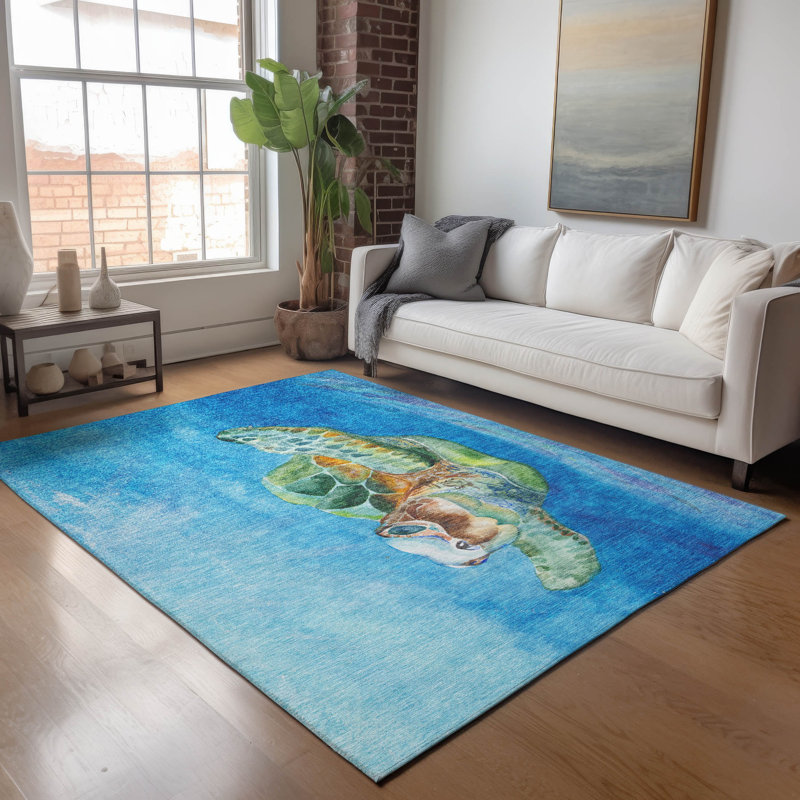 Premium Machine Washable Mayfield AMF148 Ocean Rug, Rectangle 10' x 14'