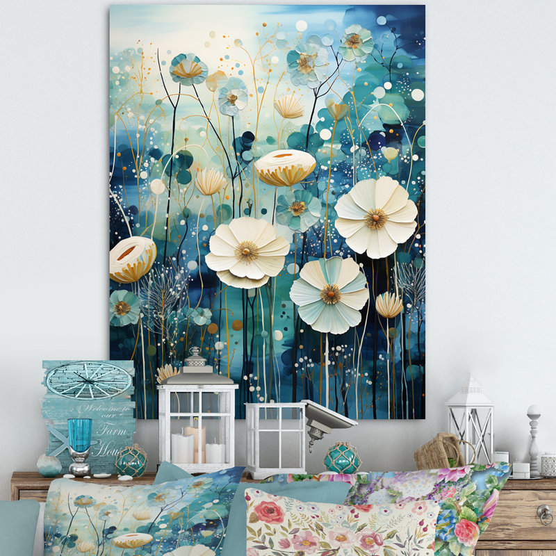Blue Tranquil Gardens III - impression, H 32 po x l 16 po, Toile tendue