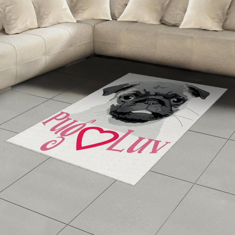Pug High Density Long Fiber Poly Threads Decorative Area Rug Carpet, Rectangle 4' x 5'8"