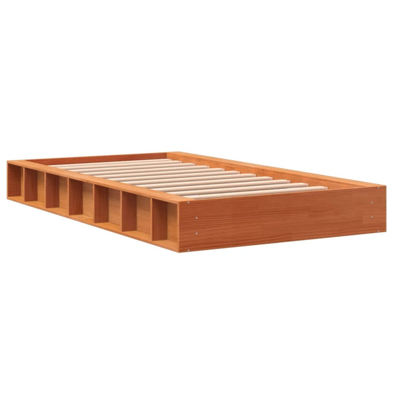 Friona Wood Platform Bed, 100 x 200 cm, Wax Brown