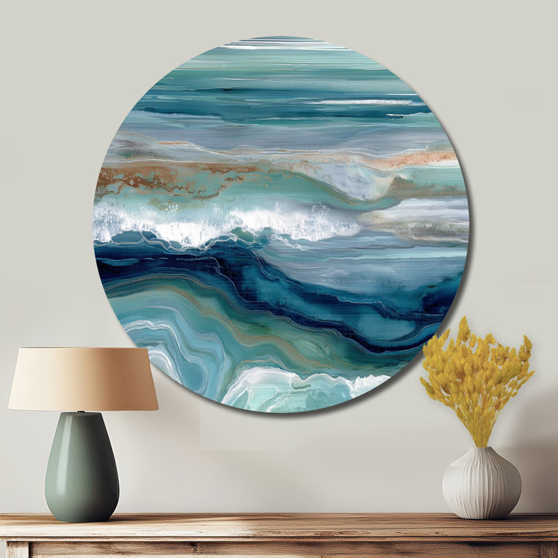 Jahid - art mural rond en métal Coastal, L 16 po x H 16 po