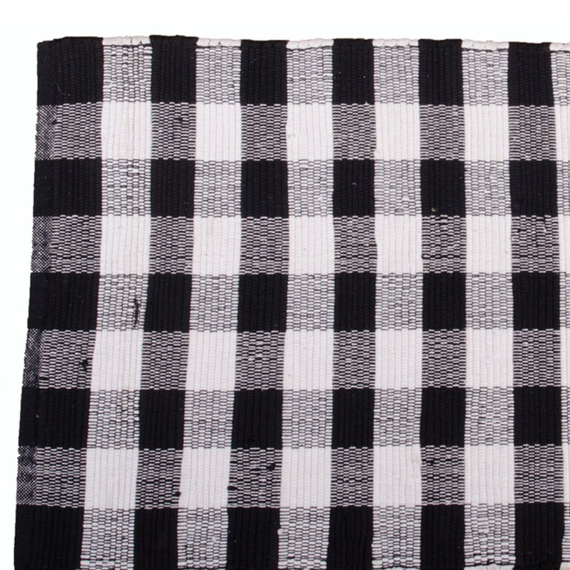 Kailianna Cotton Checkered Rug, Black