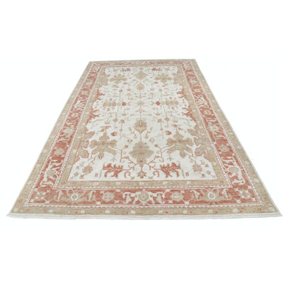 Tapis noué à la main 6,5 po x 10,2 pi pour salon, salle à manger et chambre à coucher, tapis traditionnel en laine beige