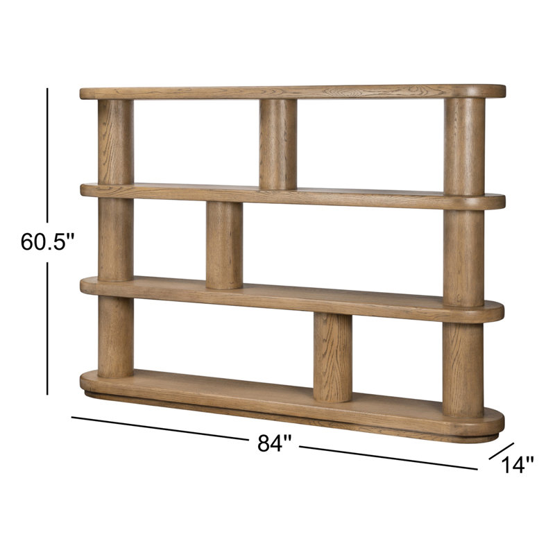 Luciana Solid Wood Geometric Bookcase, Brown