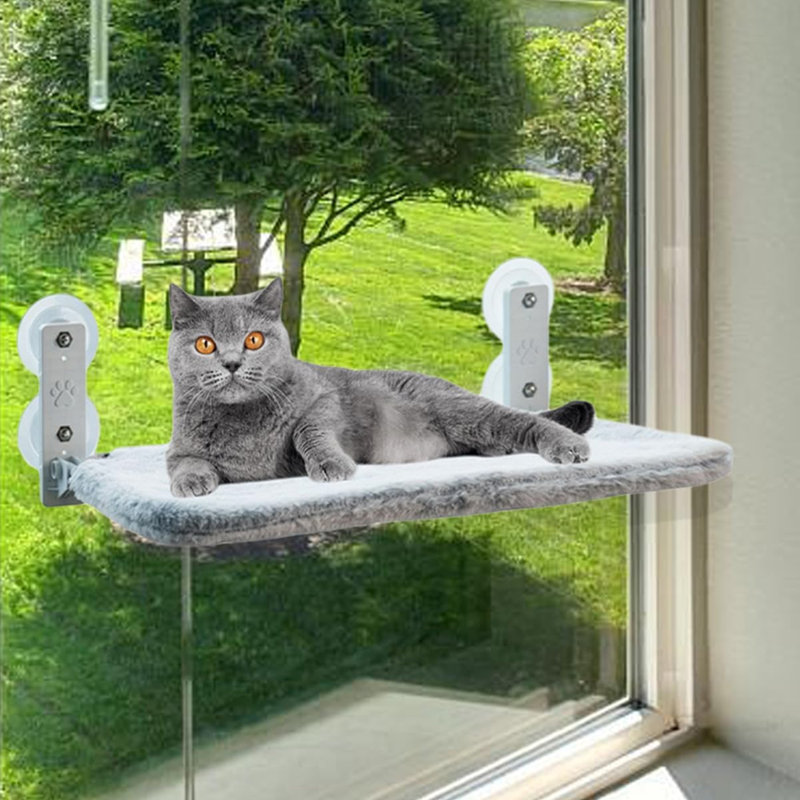 Perchoir hamac pour chat pliable sans cordon, H 6,89 po x l 17,72 po x L 11,81 po, Gris