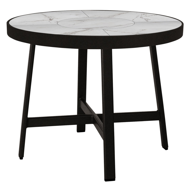 Marin Outdoor Round Side Table, Carbon Black, Pallazo White