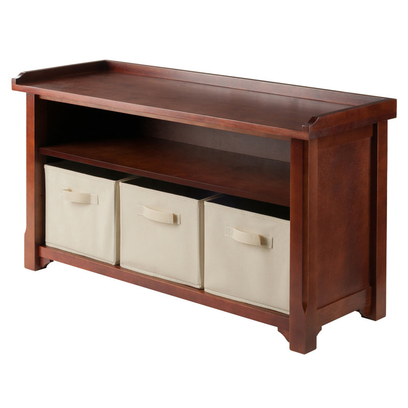 Banc de rangement avec 3 paniers en tissu pliables Drakeford, Beige