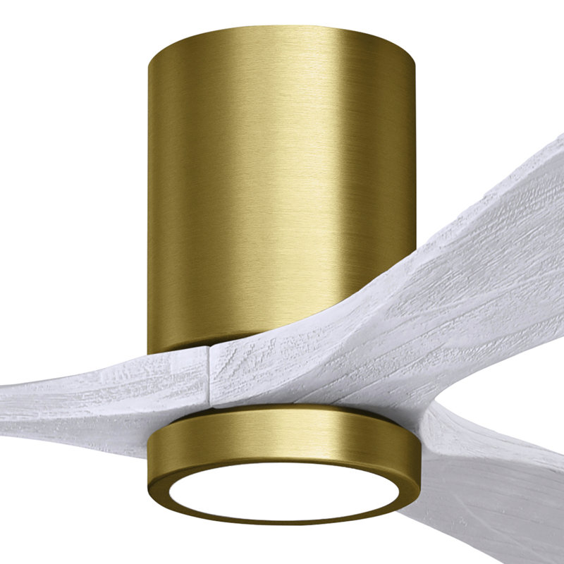 Irene LED Ceiling Fan, Matte White, 42", Brushed Brass