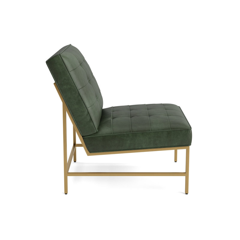 Major Leather Chair, Brushed Brass, Bedford - Evergreen