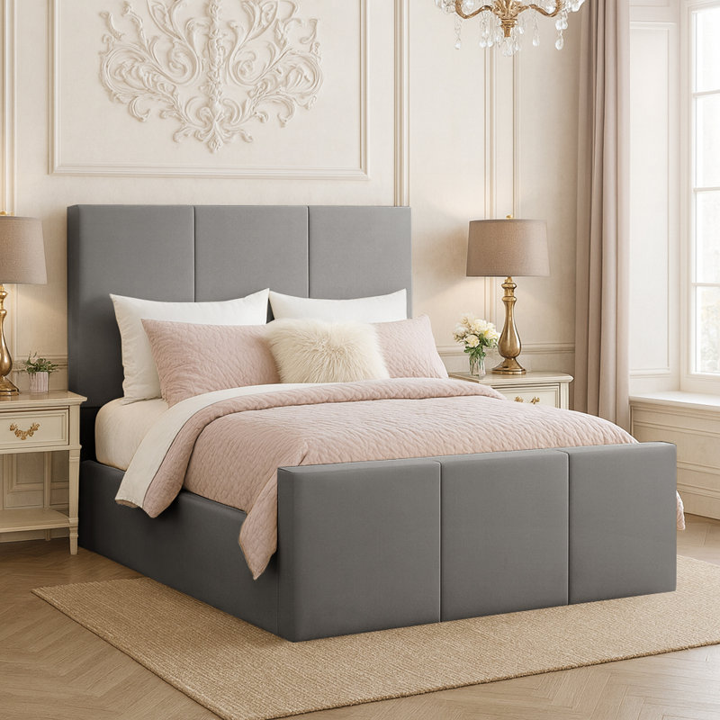 Bertin Upholstered Ottoman Storage Bed, Double (4'6), Grey