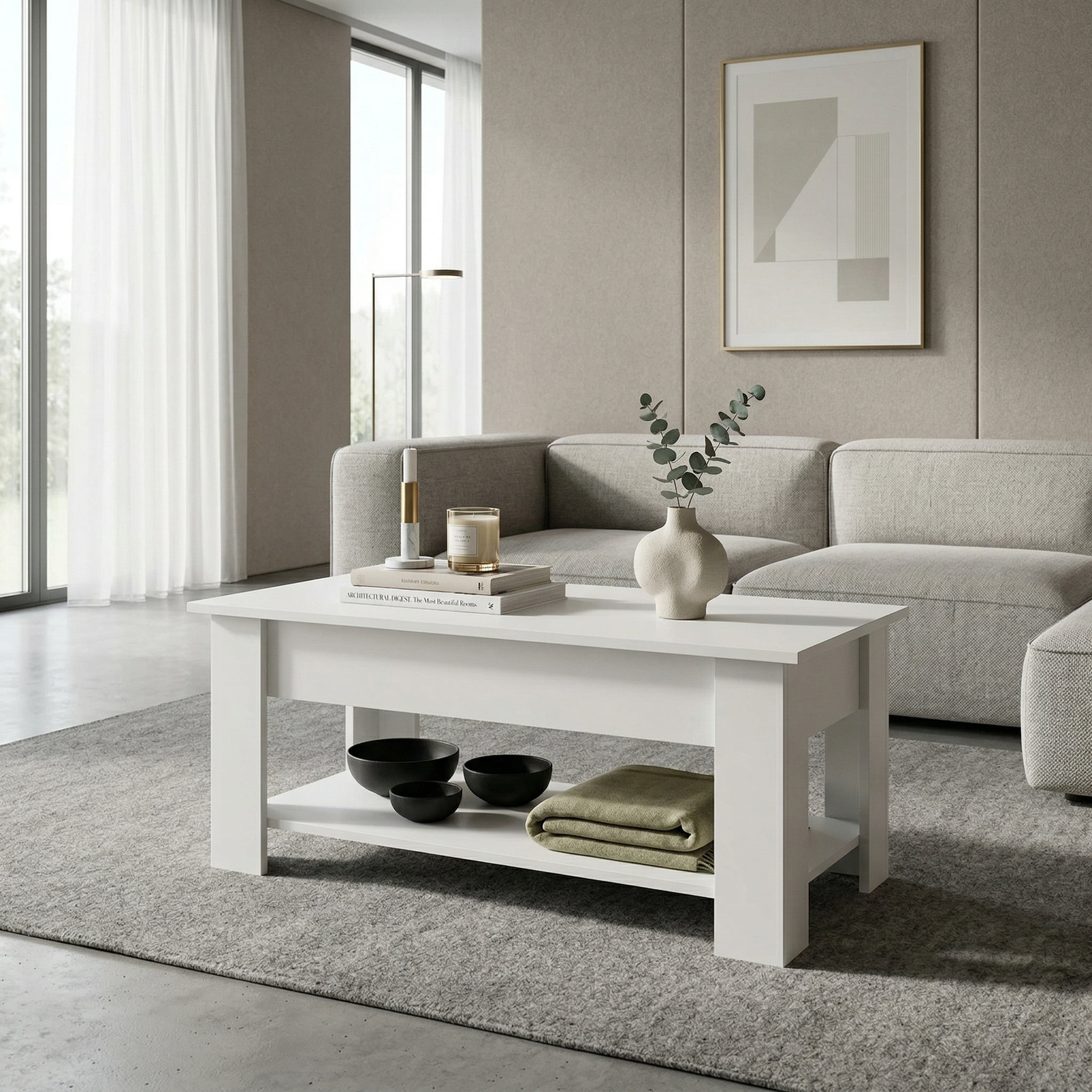 Latitude Run® Lift Top Coffee Table With Hidden Compartment & Storage ...