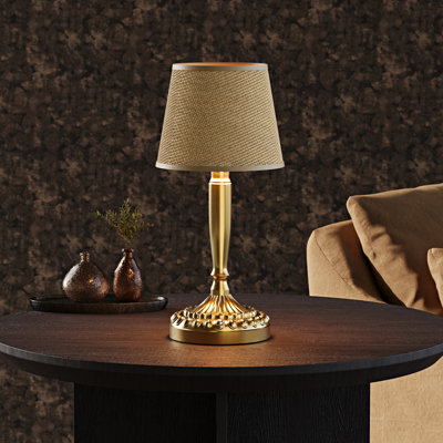 13" Rechargeable Cordless LED Table Lamp With Rattan Shade
