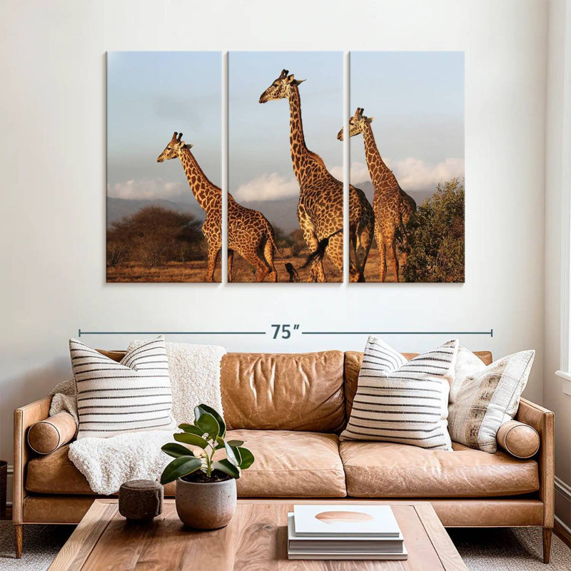 Brampt Three Brown Giraffes, H 42 po x l 65 po