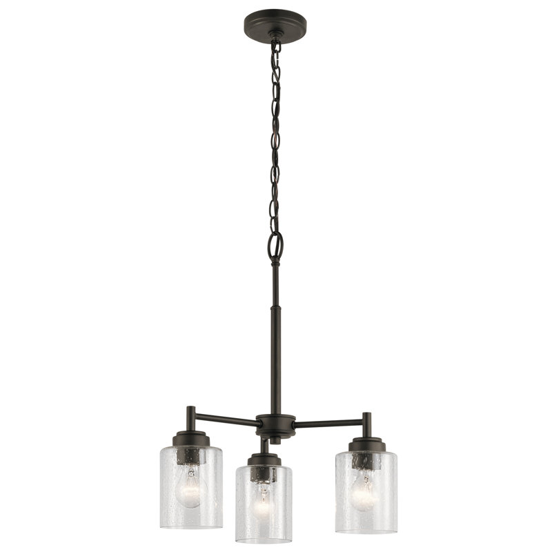 Kichler Winslow Olde Bronze 3-Light Chandelier with Clear Seed Glass Shades, Olde Bronze