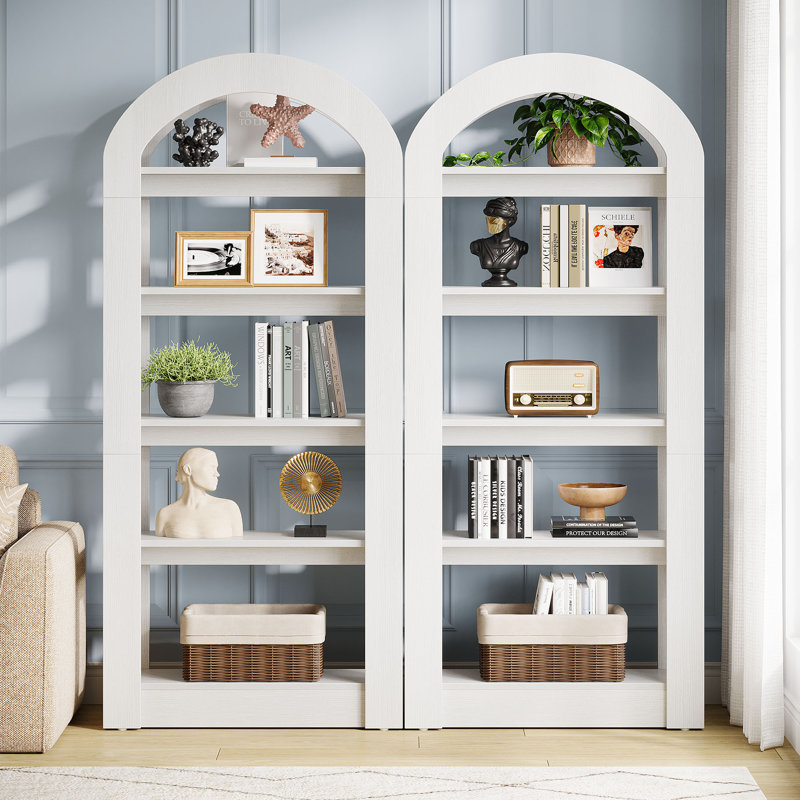 70.87" H 5-Tier Arched Bookcase, White, 2