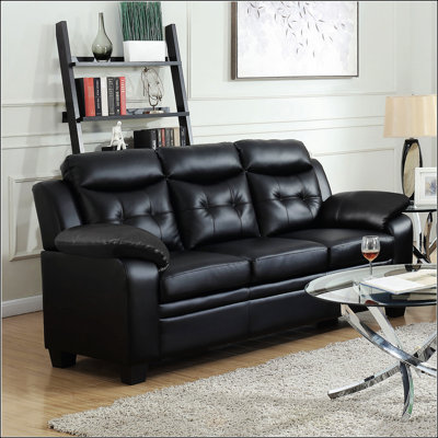 Casual Black Padded Sofa With Tufted